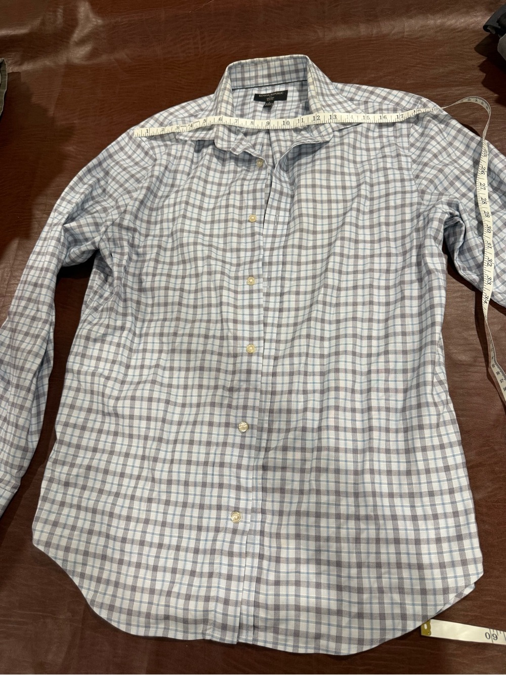 Banana Republic Light Blue and White Plaid Button-Down Shirt